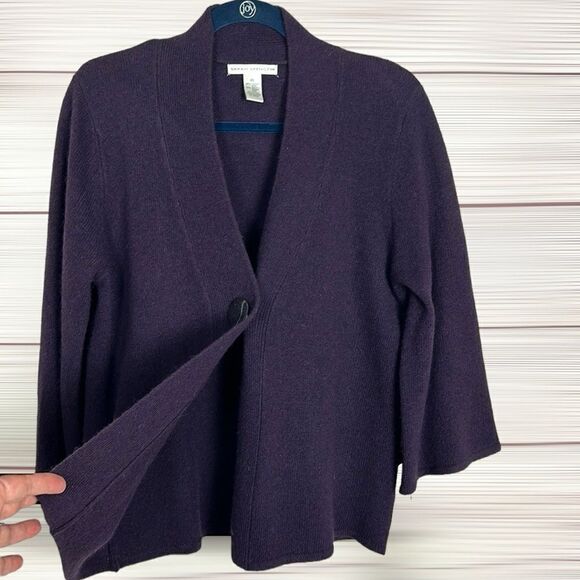 NWT Sarah Spencer Purple Cardigan Wool Angora Blend Single Button V-neck XL - Picture 1 of 11